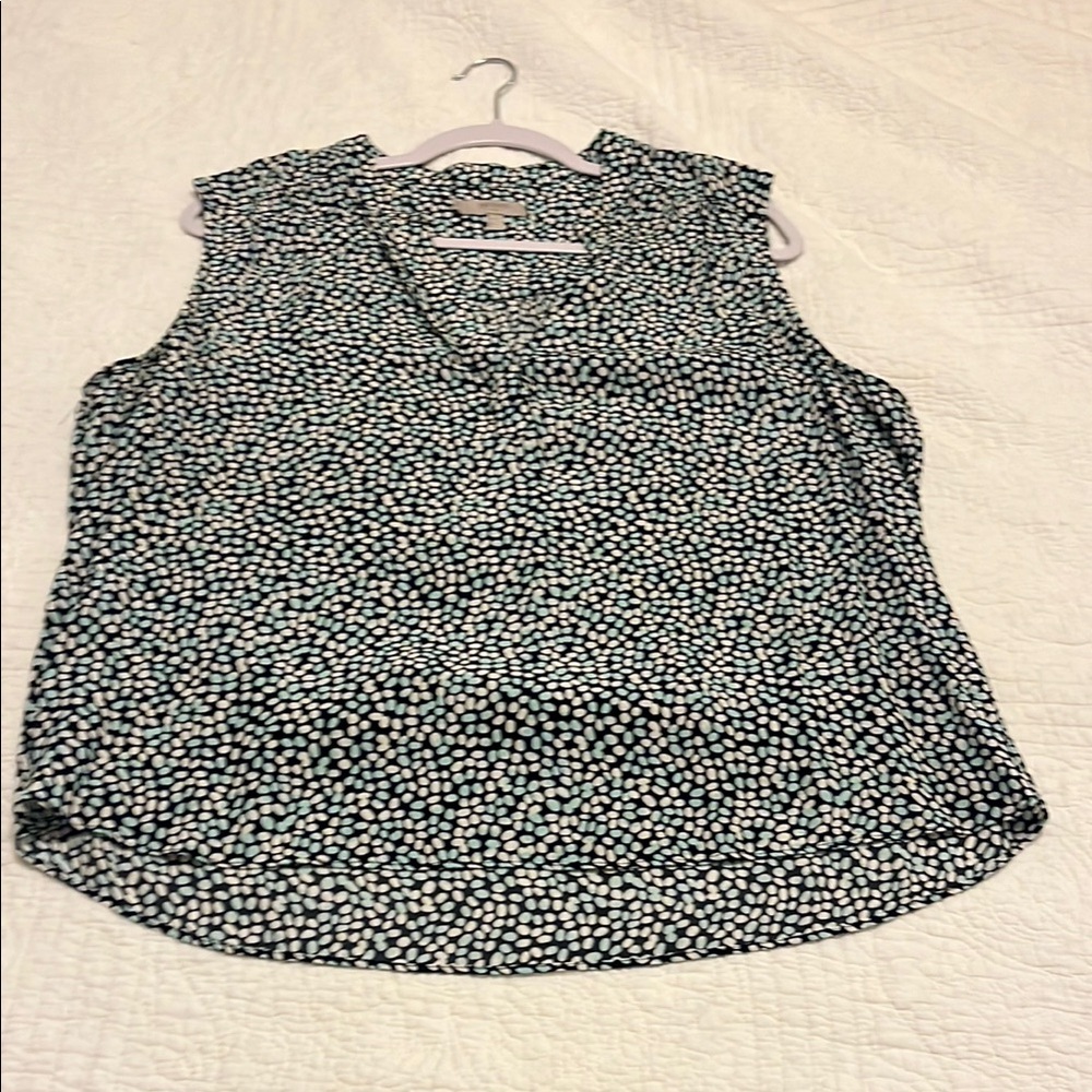 Hobbs London Navy and White Sleeveless Blouse